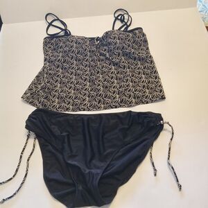 White Stag Women Swimsuit  Size XL Tankini Black White